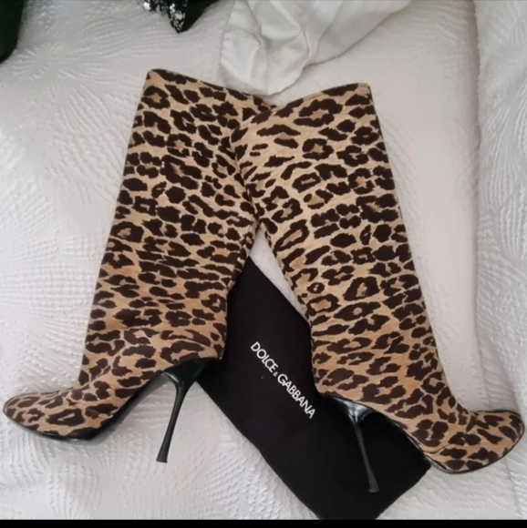 Dolce & Gabbana Shoes - Dolce&Gabanna leopard tweed slip on boots size 7.5 will fit 7